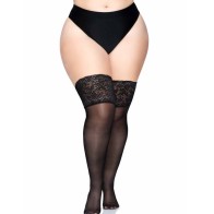 Leg Avenue Medias Negras Autoadhesivas Encaje Ancho Plus Size