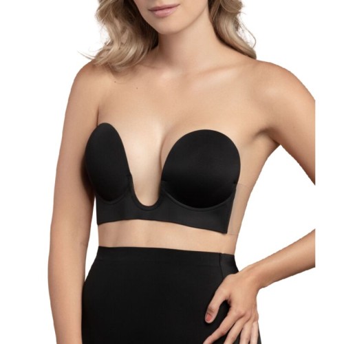 Bye-bra U-Shaped Strapless Bra Black Cup D - Elegant Support