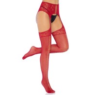 Leg Avenue Burgundy Suspender Tights