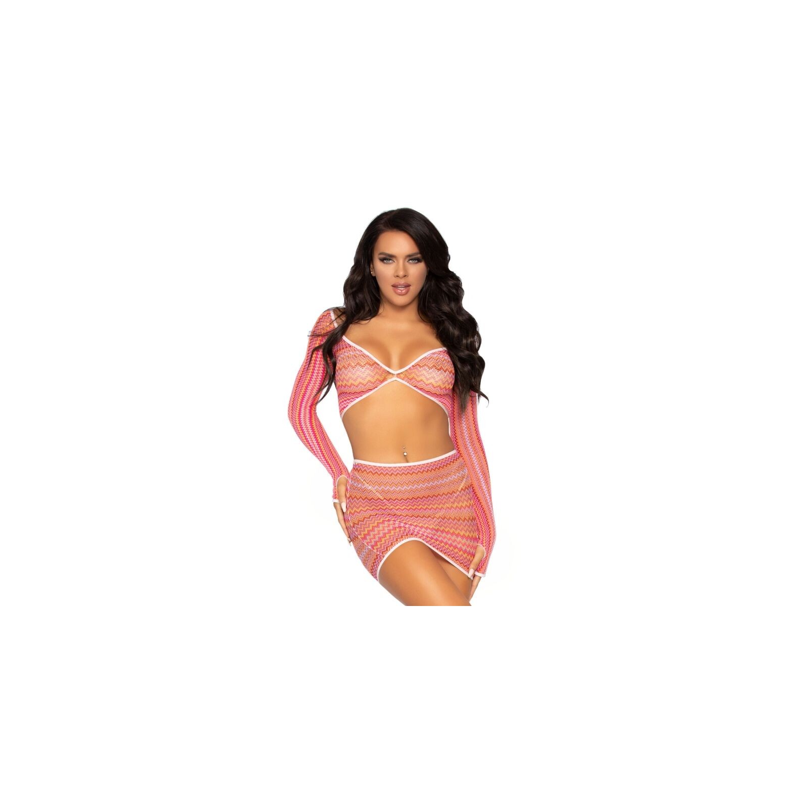 Leg Avenue Zigzag Top and Mini Skirt Set