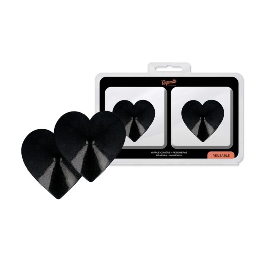 Coquette Chic Desire Black Heart Nipple Covers - Playful Accessory