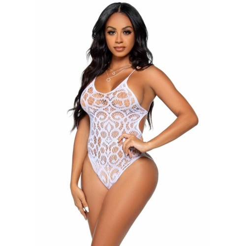 Leg Avenue Lace Teddy with Back Straps White