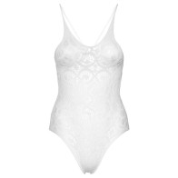 Leg Avenue Lace Teddy with Back Straps White