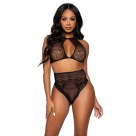 Leg Avenue Two Piece Halter Neck and Thong Set for Seductive Elegance