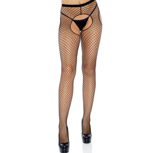 Leg Avenue Crotchless Fishnet Stockings Black