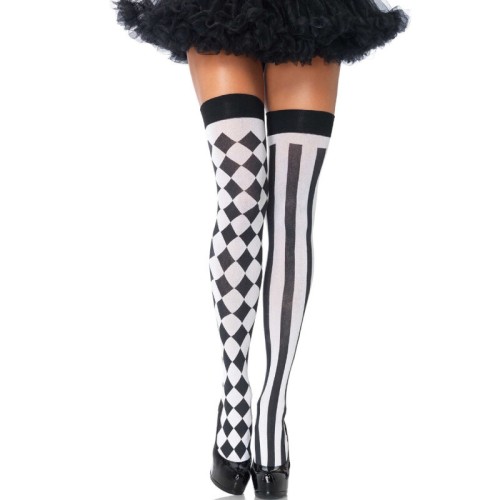 Leg Avenue Harlequin Thigh-High Socks Black/White