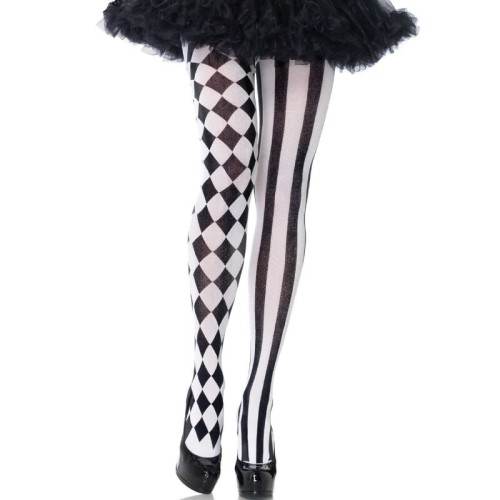 Leg Avenue - Medias Arlequin Negro/blanco - Estilo Elegante