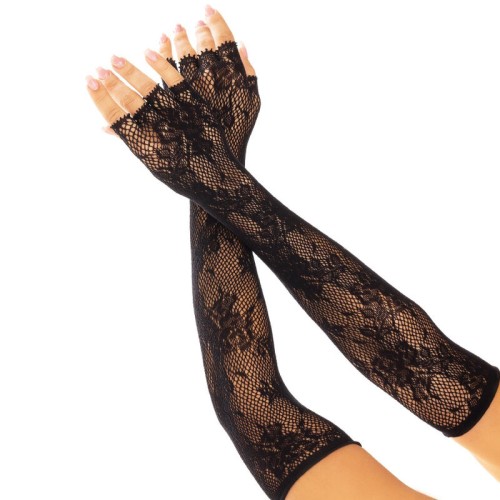 Guantes de Red Floral Negra Leg Avenue para Ocasiones Elegantes