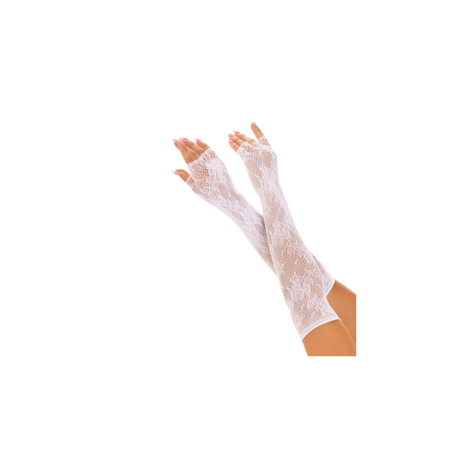 Leg Avenue - Fingerless Floral Net Gloves White