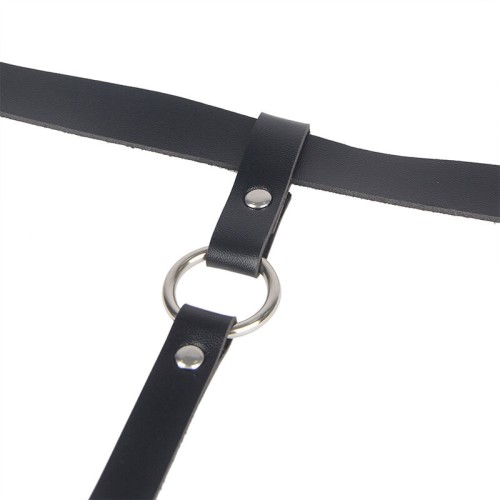 Subblime Leather Chain Leg Harness Black