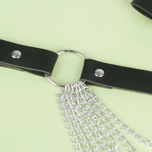 Subblime Black Leather Chain Belt