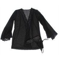 Subblime Transparent Robe with Black Lace Detail S/M