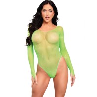 Rhinestone Long Sleeve Mesh Body Green