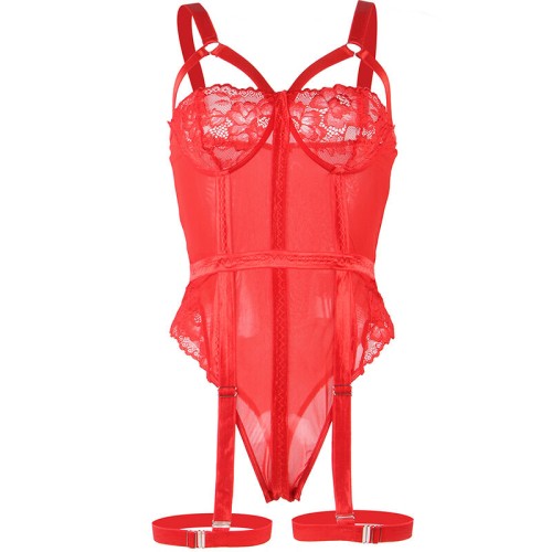 Subblime Teddy with Garter Red L/XL - Elegant and Seductive