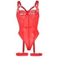 Subblime Teddy with Garter Red L/XL - Elegant and Seductive