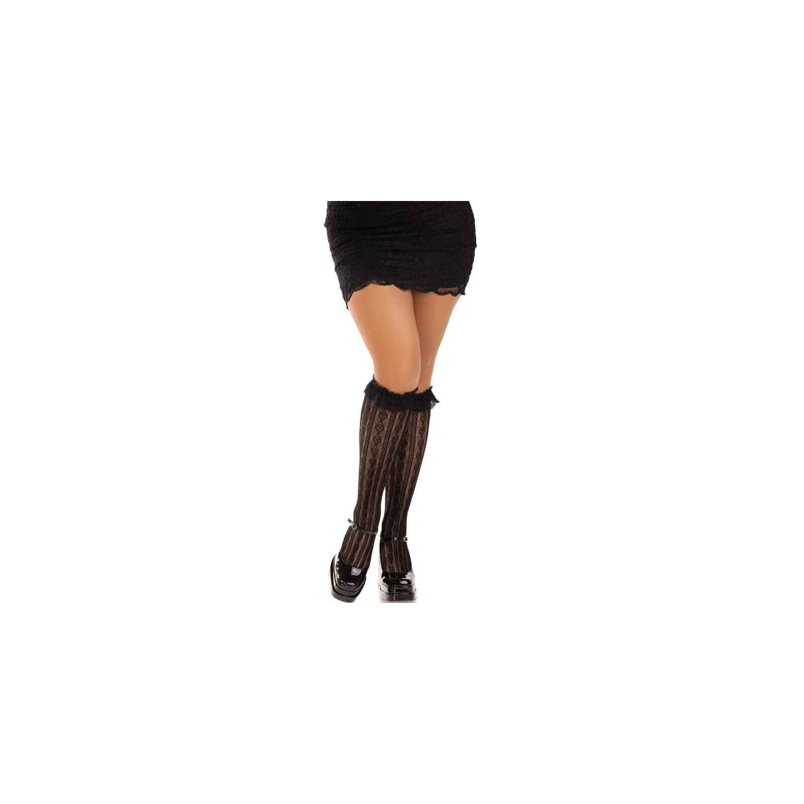 Leg Avenue Knee High Socks with Ruffles Black