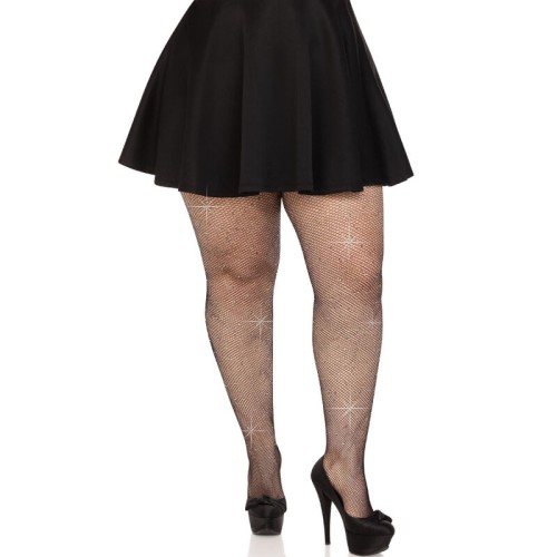 Medias Rejilla Plus Size con Cristales de Leg Avenue