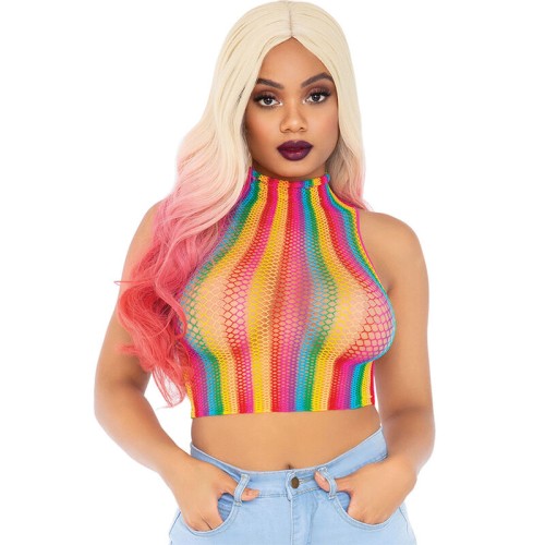 Leg Avenue Rainbow Mesh Crop Top