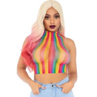 Leg Avenue Rainbow Mesh Crop Top