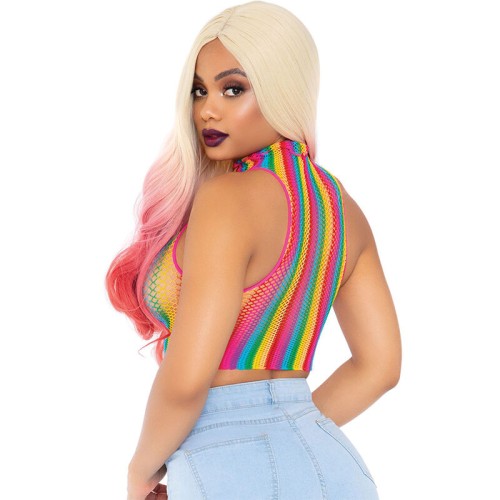 Leg Avenue Rainbow Mesh Crop Top