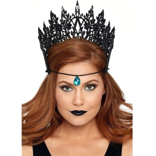 Leg Avenue Glitter Crown with Gem Black - Be the Queen