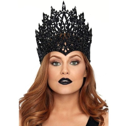 Leg Avenue Glitter Crown with Gem Black - Be the Queen