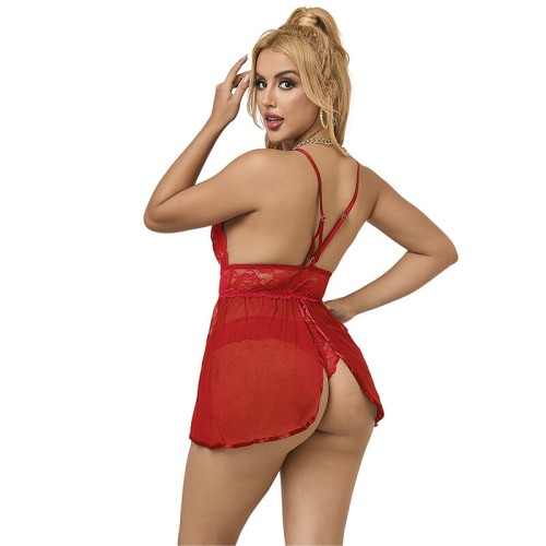 Sublime 953836 Babydoll with Back Opening and Pantie Red S/M