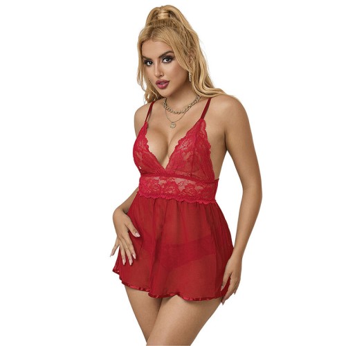 Subblime - 953843 Babydoll Apertura Trasera + Pantie Rojo L/XL