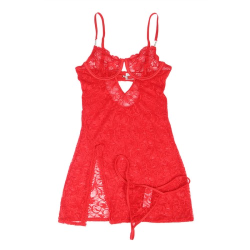 Babydoll De Encaje Rojo Sublime