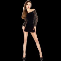 Passion Woman Bs026 Fitted Bodystocking Black