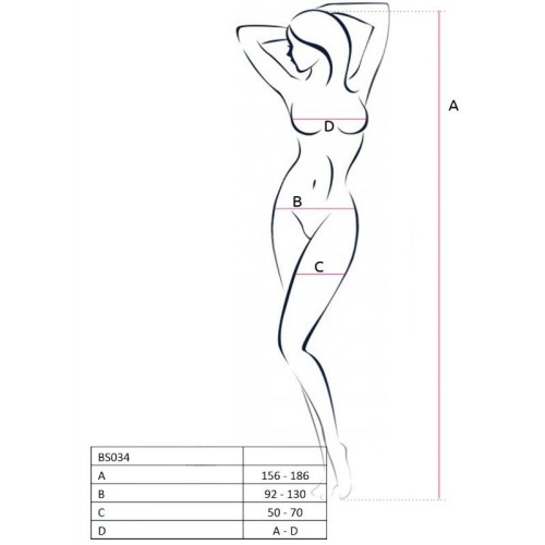 Passion Mujer BS034 Bodystocking Negro Talla Única