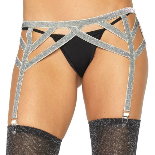 Leg Avenue Silver Lurex Garter One Size