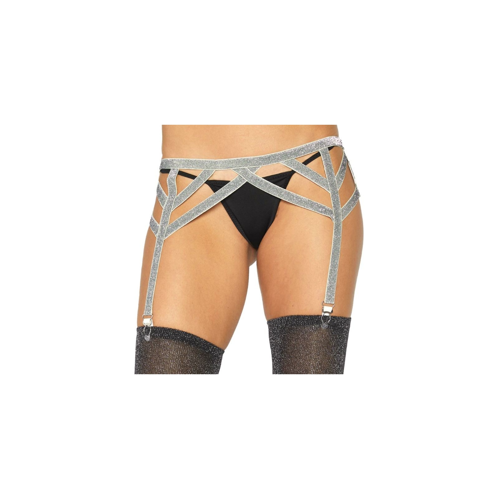 Leg Avenue Silver Lurex Garter One Size