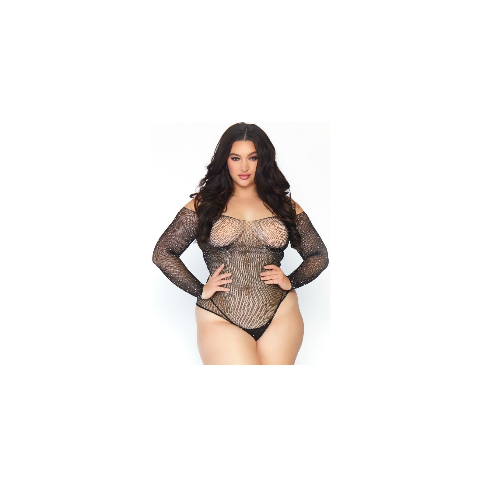 Crystalized Fishnet Bodystocking 1X-2X