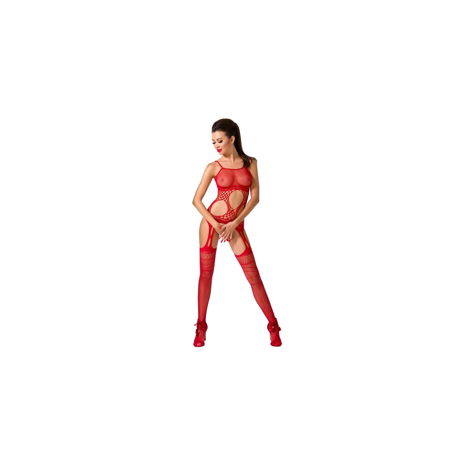 Passion Woman Bs047 Bodystocking Red One Size