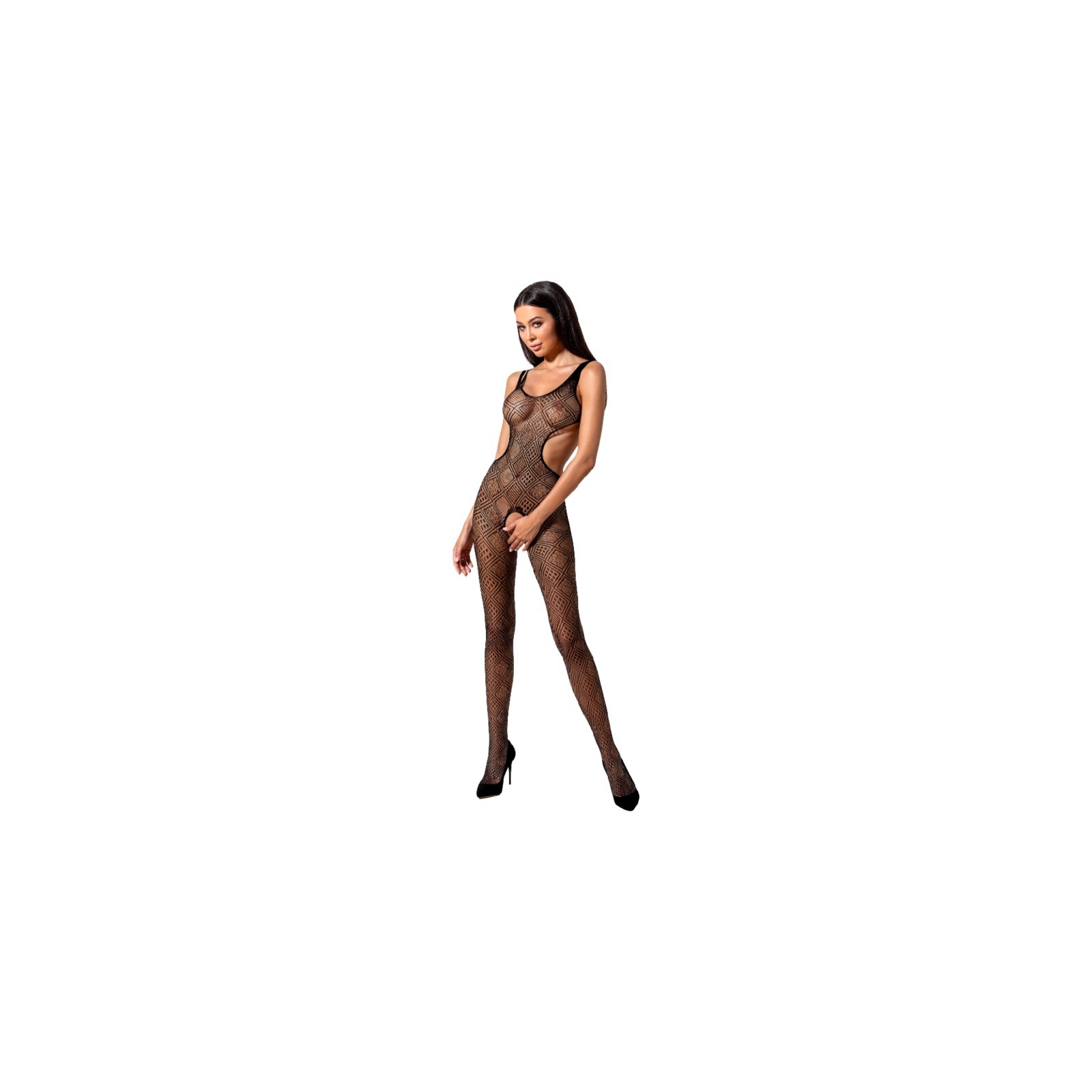 Passion - Woman Bs085 Bodystocking Negro Talla Unica