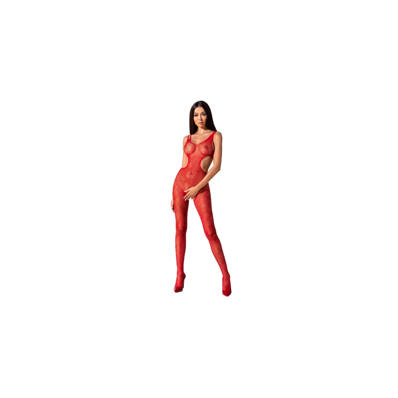 Passion - Woman Bs085 Bodystocking Rojo Talla Unica