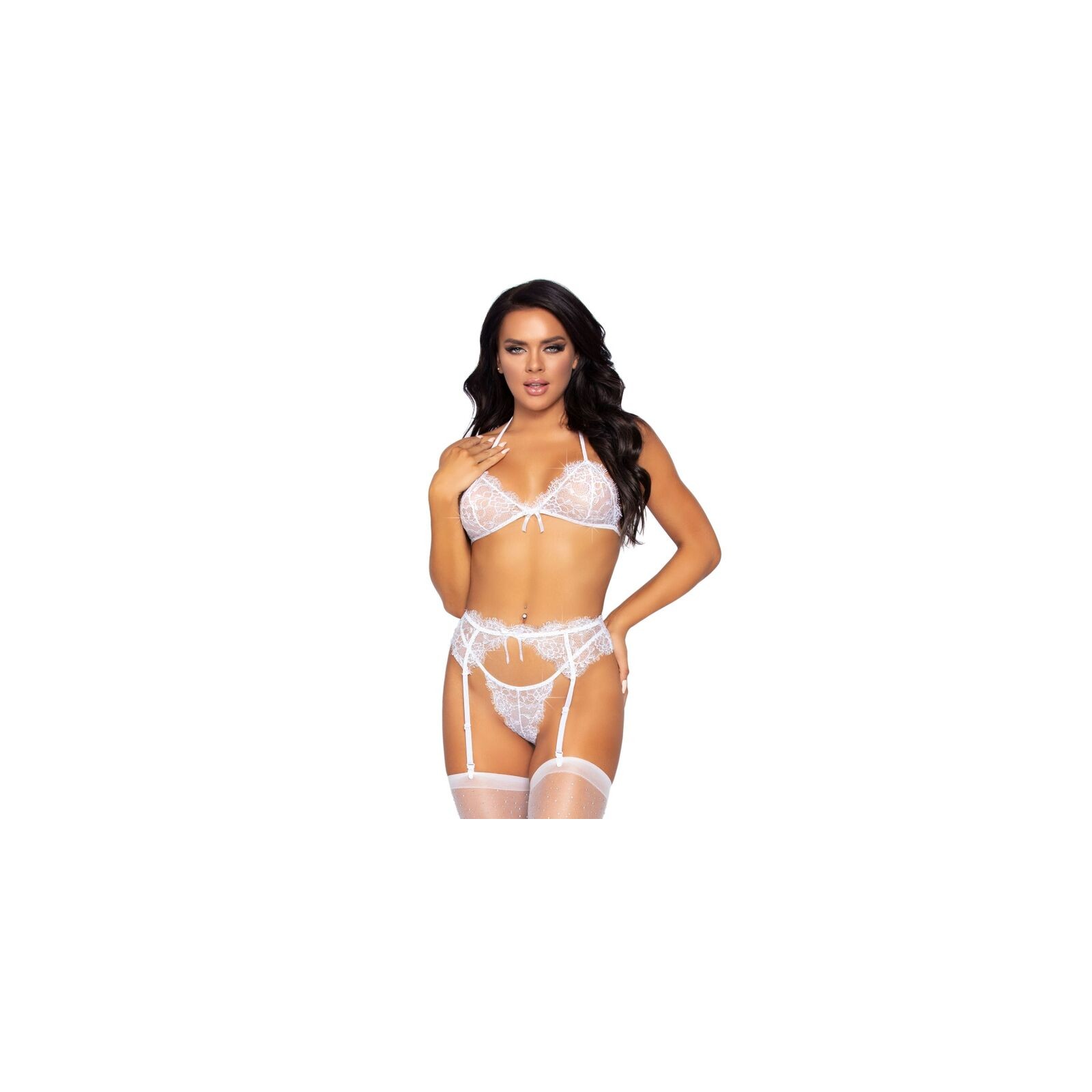 Leg Avenue Set Tres Piezas Blanco S - Sexy y Femenino