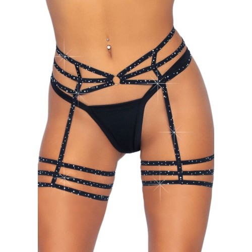 Leg Avenue Rhinestone Suspender One Size - Elegant Seduction