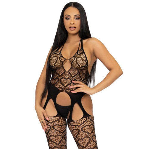 Bodystocking de Red con Corazones Leg Avenue