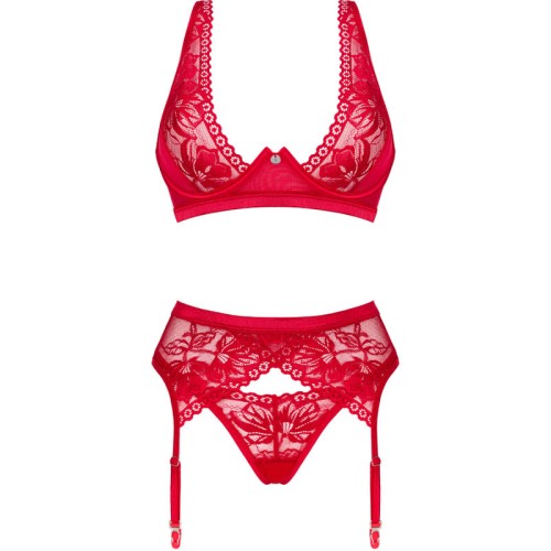 Obsessive - Lacelove Set Tres Piezas Rojo Xs/s