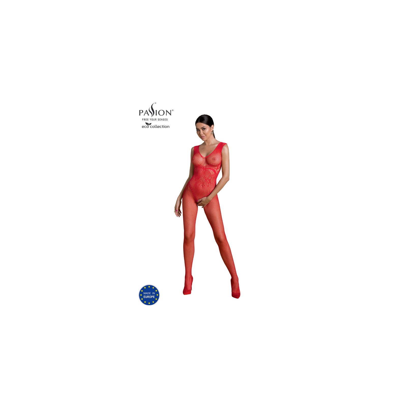 Passion Eco Collection Bodystocking Eco BS003 Red - Eco-friendly Elegance