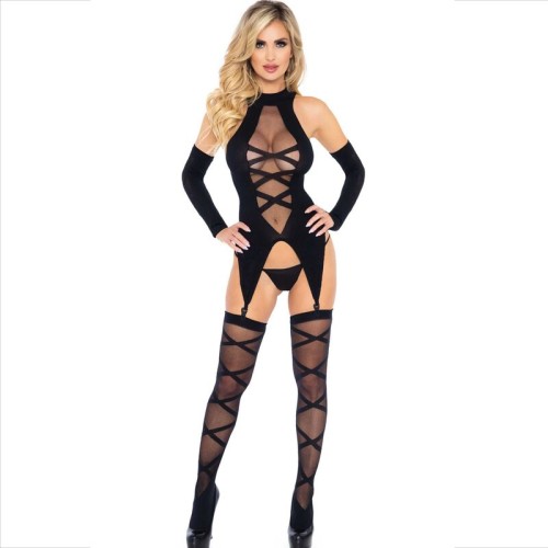 Leg Avenue 3 Piece Set Body Stockings Sleeves