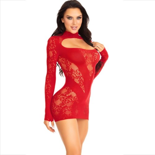 Leg Avenue Mini Lace Dress Red