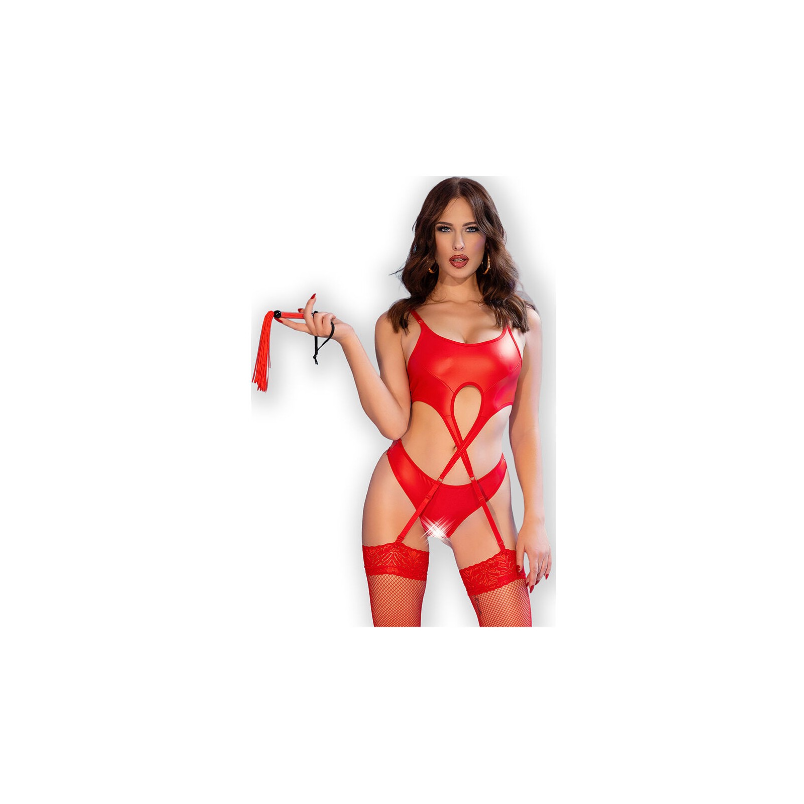 Chilirose - Cr 4625 Set Cuatro Piezas Crotchless Rojo S