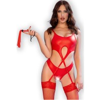 Chilirose - Cr 4625 Set Cuatro Piezas Crotchless Rojo S