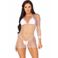 Leg Avenue Long Sleeve White Fishnet Dress One Size