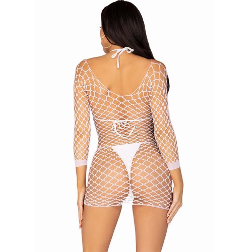 Leg Avenue Long Sleeve White Fishnet Dress One Size