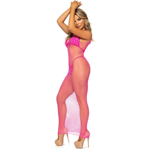 Vestido Largo de Rejilla Fucsia de Leg Avenue