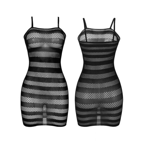 Subblime 951733 Black Fishnet Dress with Stripes